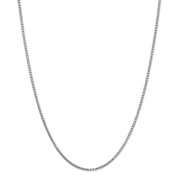 1.9mm 14k White Gold Solid Classic Box Chain Necklace, 30 Inch - Picture 2 of 8